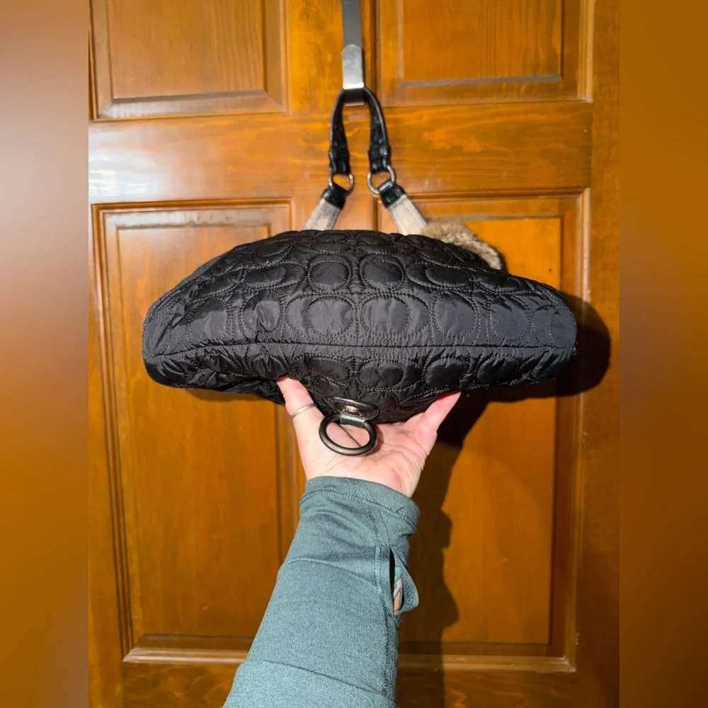 Vintage Coach Soho Quilted Rabbit Fur Hobo Y2K - Picture 12 of 15